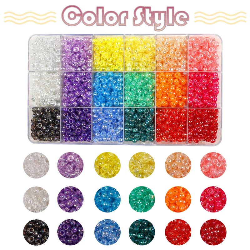 MAKERSLAND 2600+pcs Pony Beads Kit Transparent AB Color Rainbow Plastic Bead Multicolor Pony Beads Bulk Elastic String, Hair Bead for Braids DIY Crafts Jewelry Making Kit for Bracelets Necklaces - Image 2